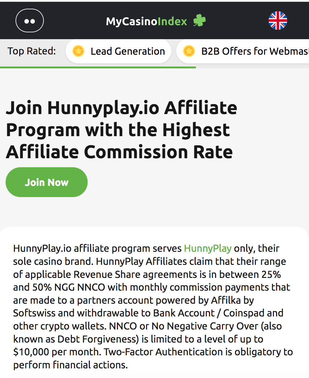 HunnyPlay Affiliates - Join Now Button